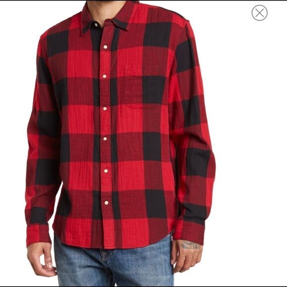 Lucky Brand Buffalo Plaid Long Sleeve Cotton Shirt Size M - Picture 1 of 7
